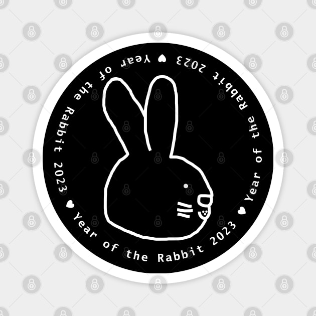 Year of the Rabbit 2023 in White Magnet by ellenhenryart